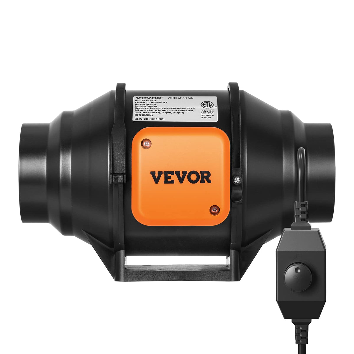 VEVOR inline duct fan grow-tent use demonstrates efficient heat management.