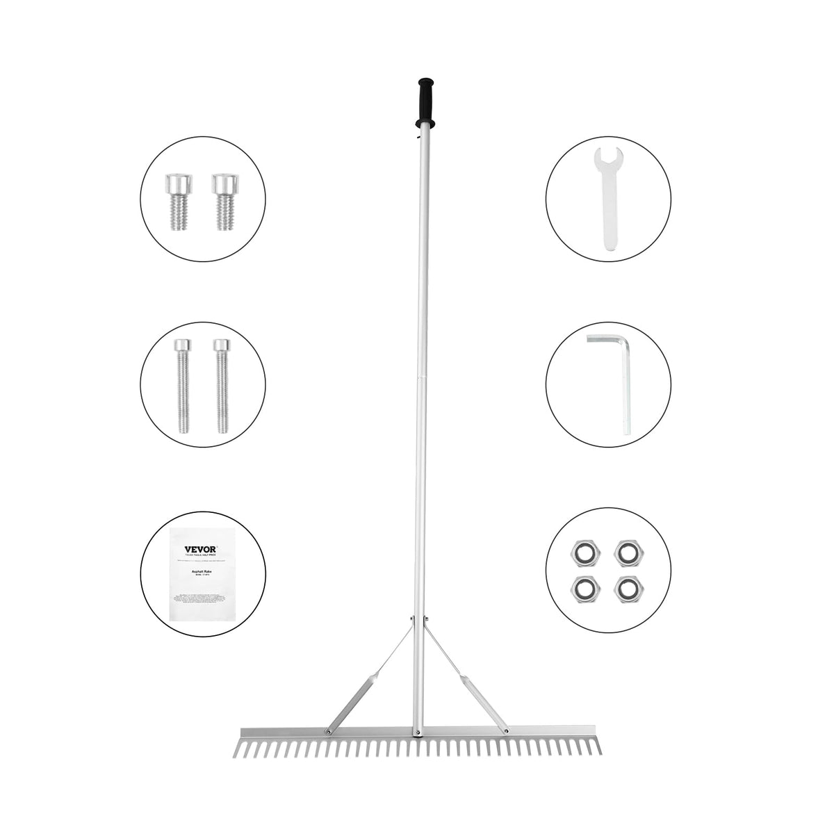 VEVOR durable anti-scratch finish keeps the rake looking new after frequent use.