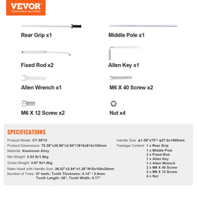 VEVOR 75-inch handle helps reduce bending on larger cleaning tasks.