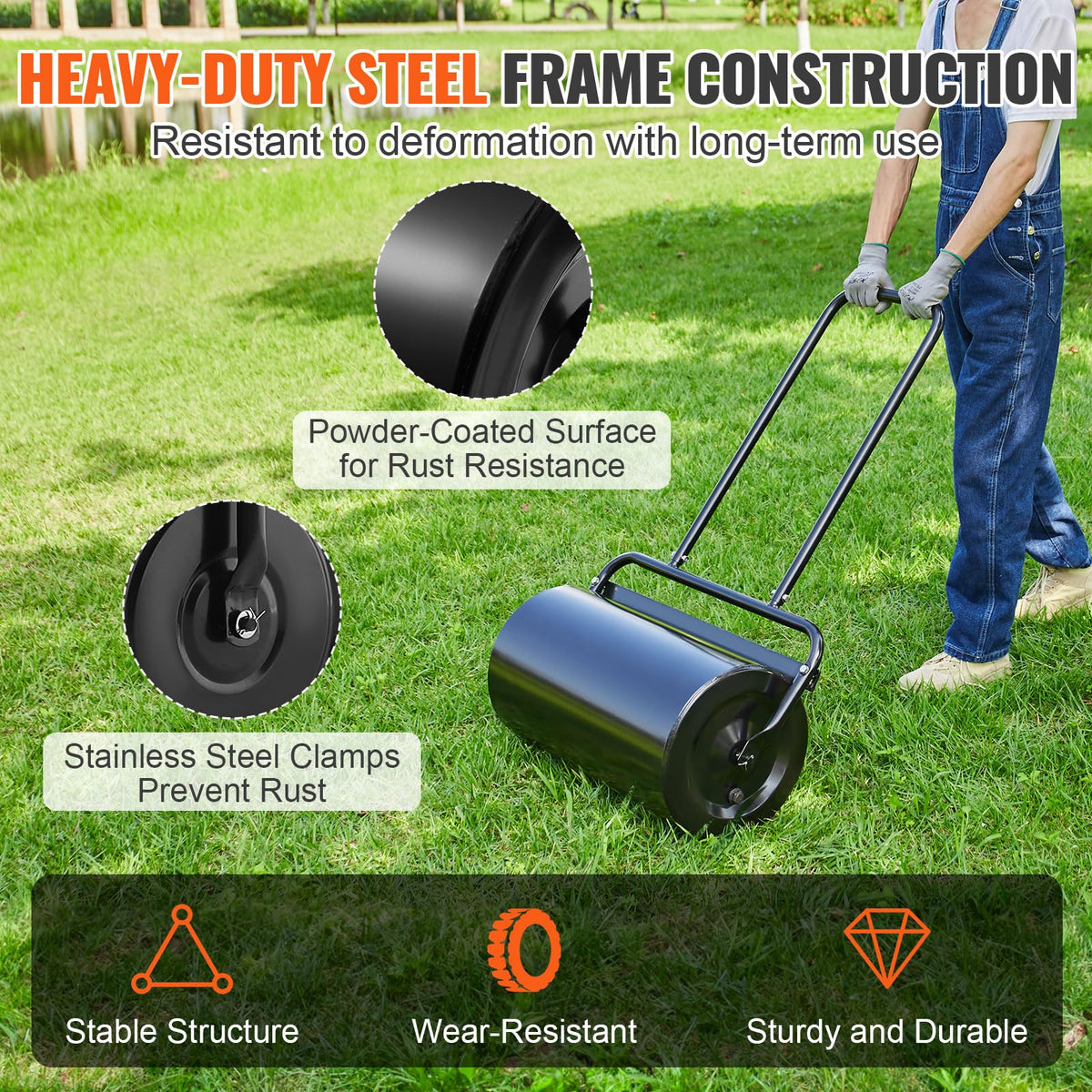 VEVOR lawn roller features an easy-turn plug for simple setup.