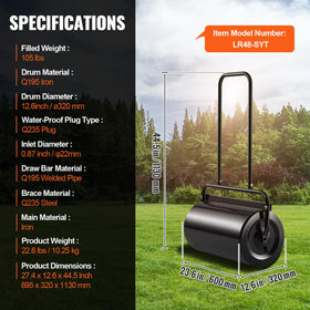 VEVOR lawn roller includes a metal scraper rod for debris removal.