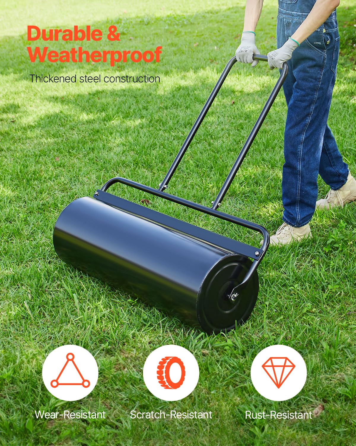 VEVOR rust-resistant coating protects the drum during outdoor use.