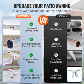 Crank handle used to adjust tension and protect fabric from rain