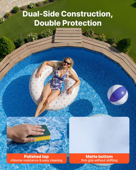 VEVOR matte anti-slip backing helps stabilize the liner on wet surfaces
