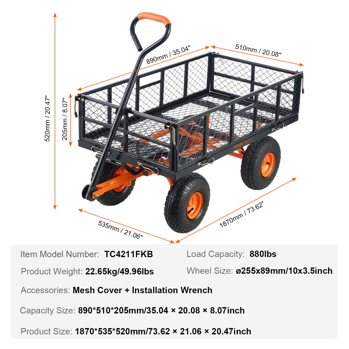 VEVOR mesh cover and cushion protect items during transport.