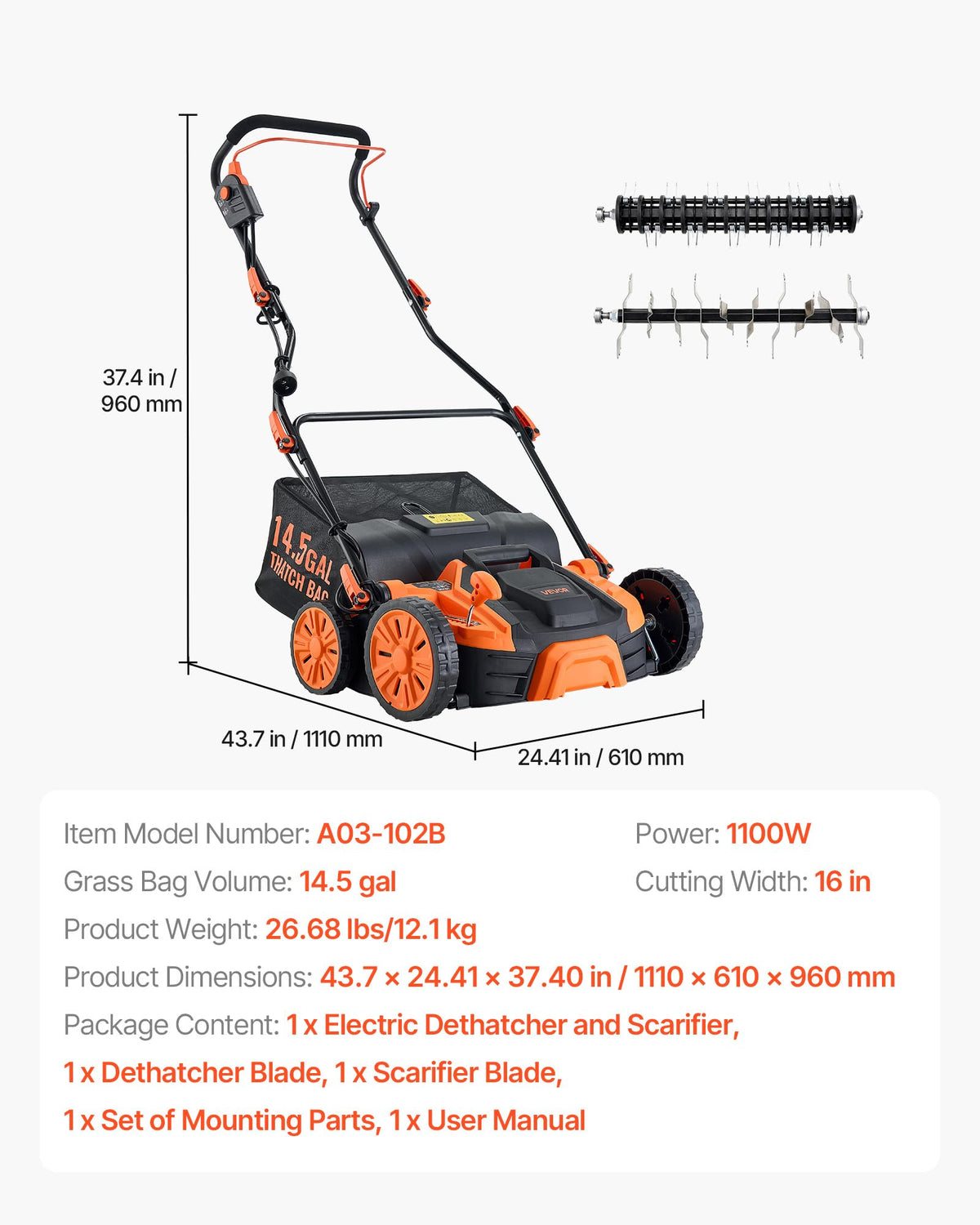 VEVOR sturdy metal body and heavy-duty wheels for durability