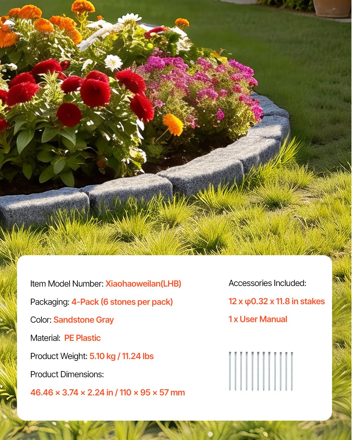 VEVOR no-dig border kit for quick, tool-free garden edging setup.