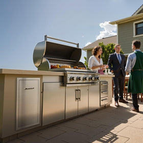 Five-inch handle on the VEVOR outdoor trash drawer for easy opening