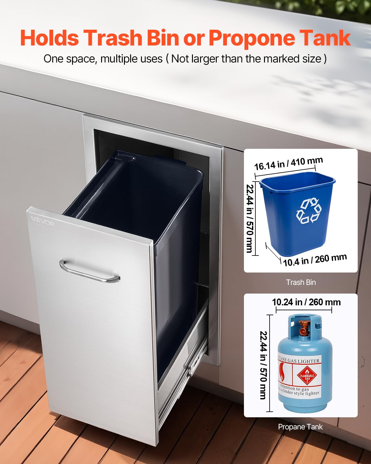 VEVOR outdoor kitchen trash drawer open drawer for easy access