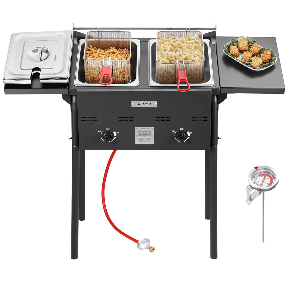 VEVOR Outdoor Propane Deep Fryer twin-tank setup for large batches.