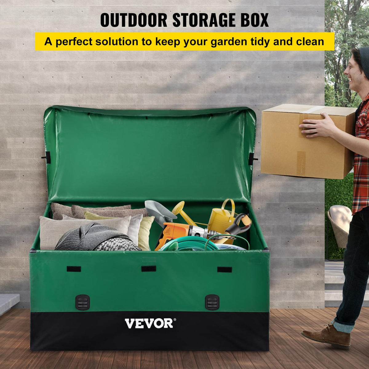 VEVOR outdoor storage box galvanized frame for durable outdoor use