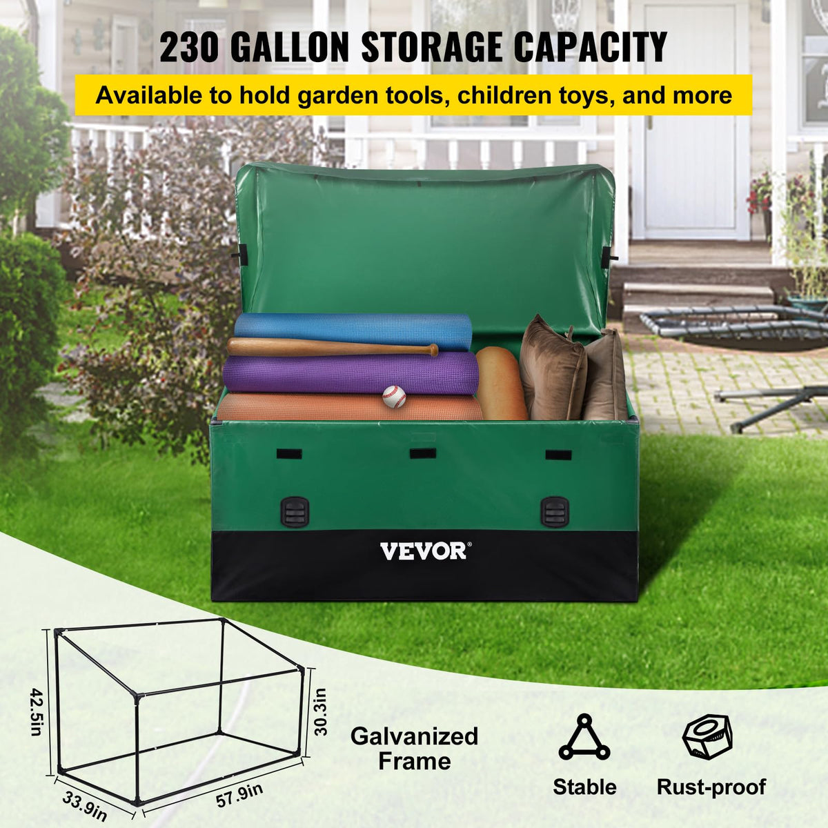 VEVOR deck box lid and side handles for easy transport