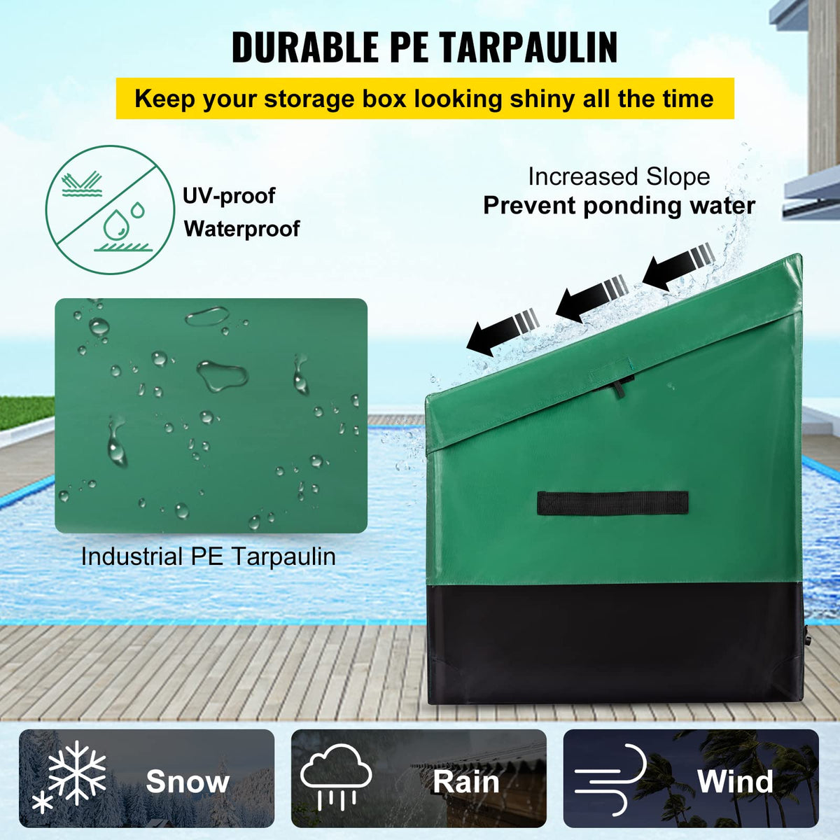 VEVOR PE tarpaulin waterproof layer protects contents from rain