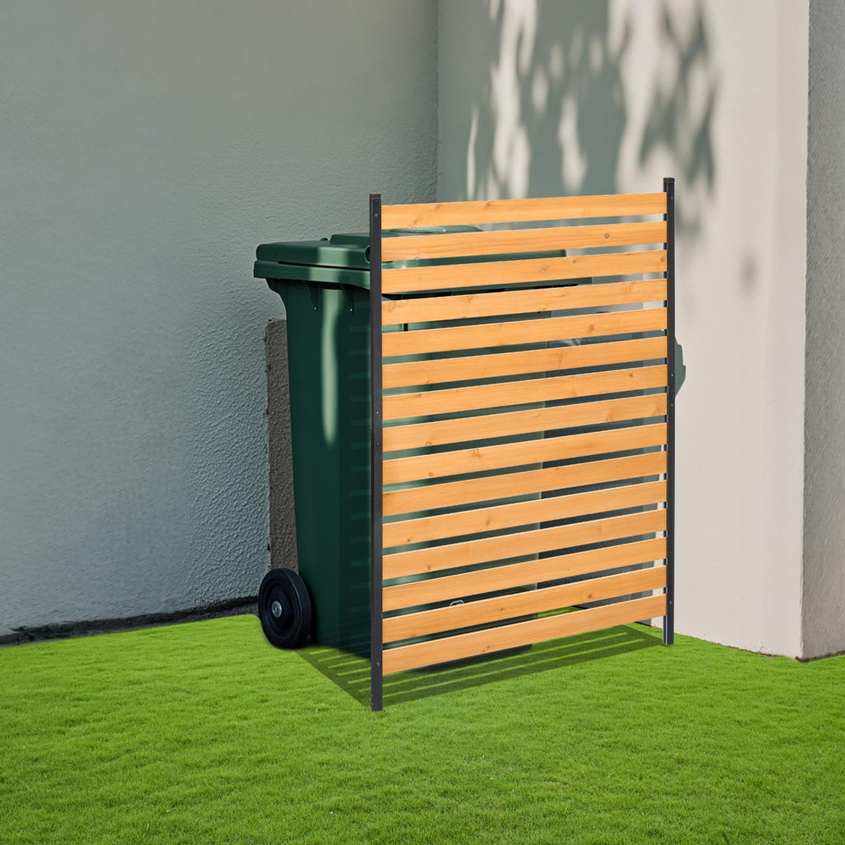 VEVOR outdoor trash can hider keeps bins discreet and tidy
