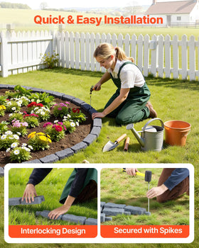 VEVOR PE plastic edging resists fading and weather for long-lasting color.