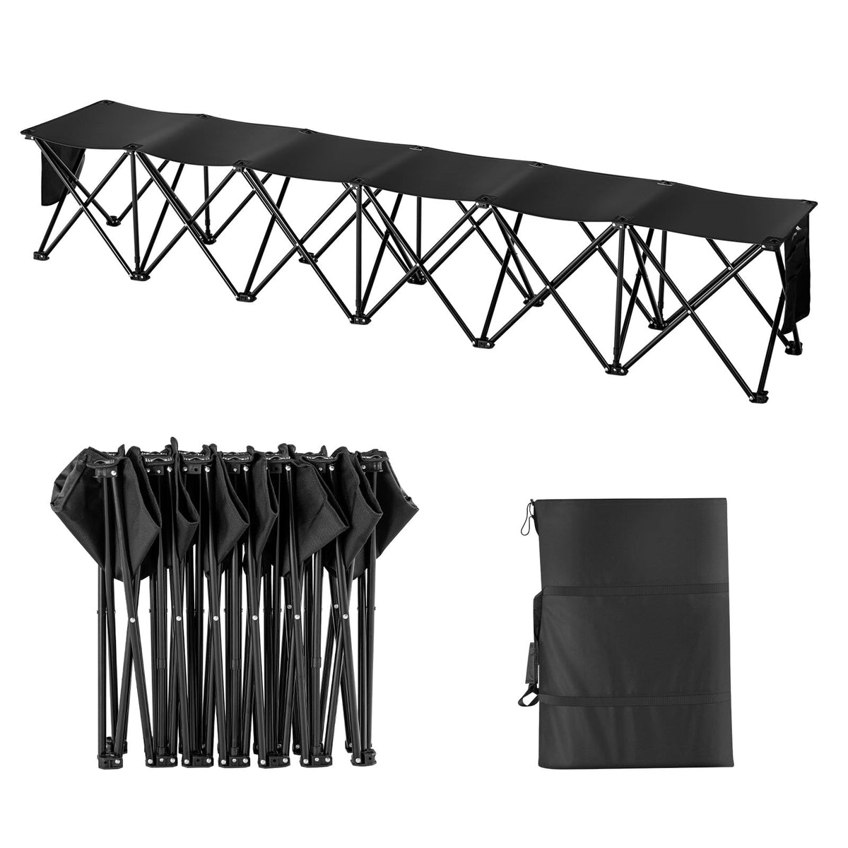 VEVOR portable folding bench, six seats, quick outdoor setup for gatherings
