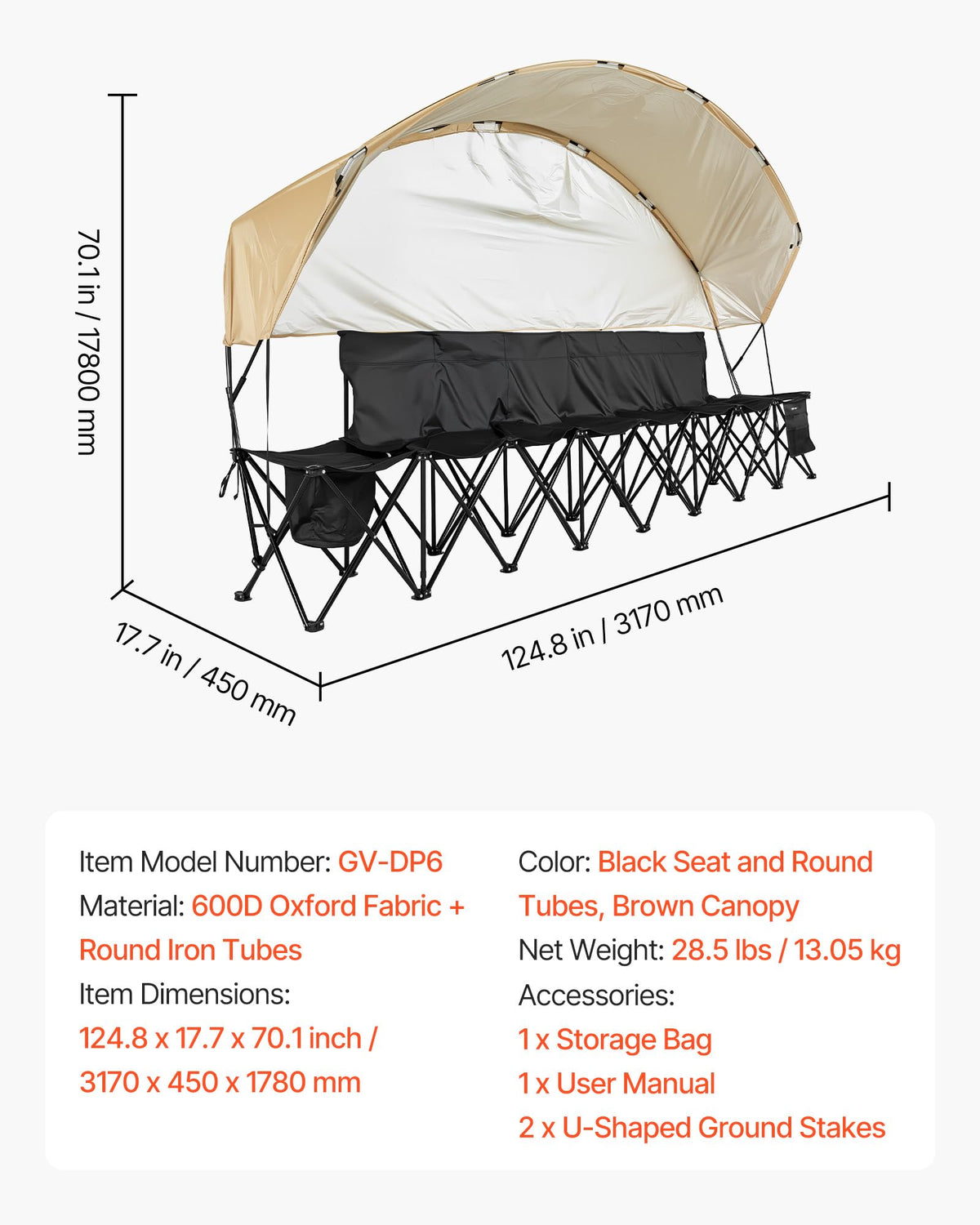 VEVOR durable frame ensures stable seating on varied surfaces.