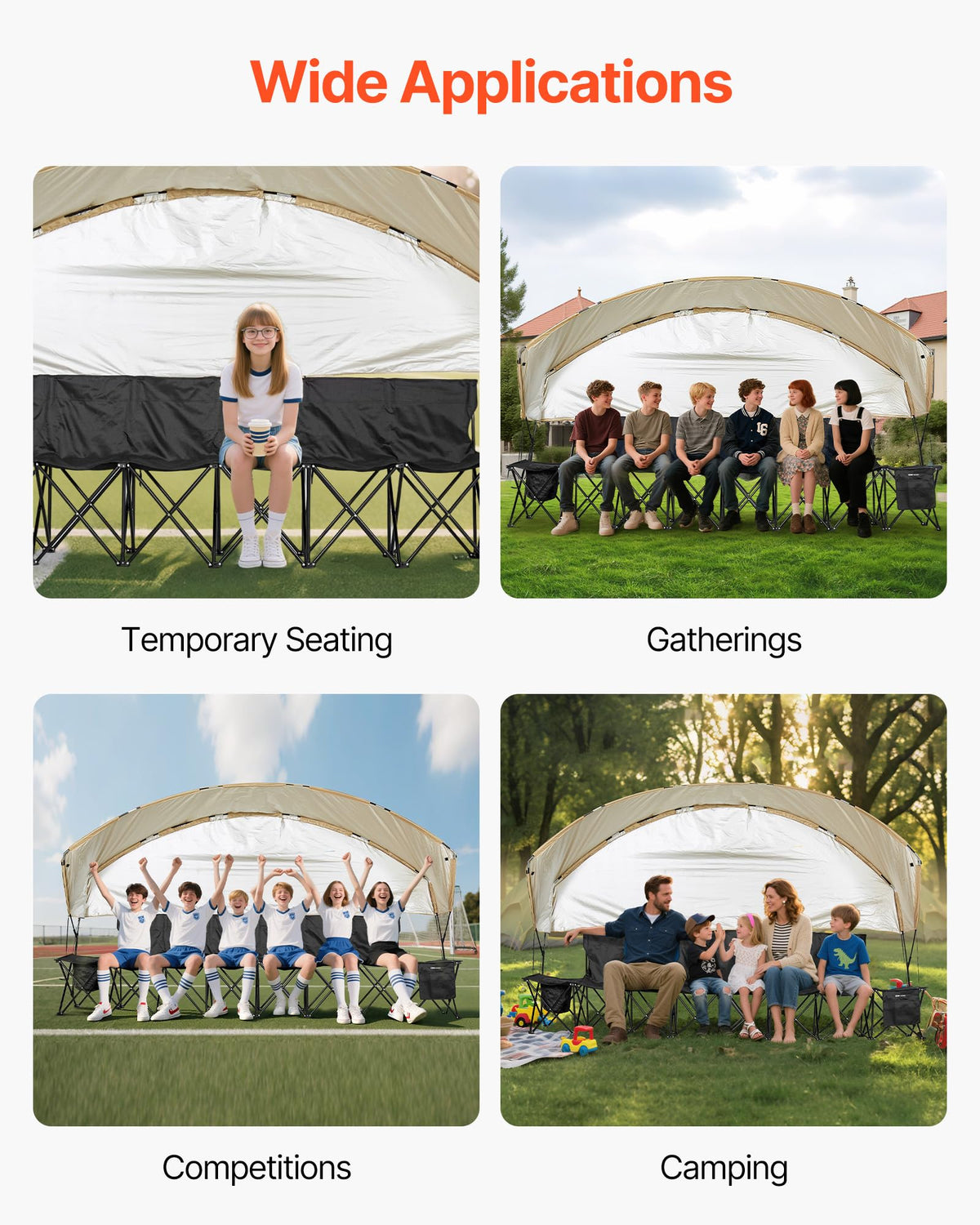 VEVOR bench folds compactly for travel and storage.