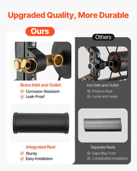 VEVOR powder-coated steel reel resists rust for year-round use
