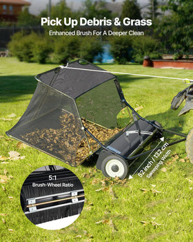 Pre-assembled VEVOR lawn sweeper design reduces setup time