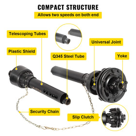 VEVOR PTO shaft connected to brush hog and finish mower setup