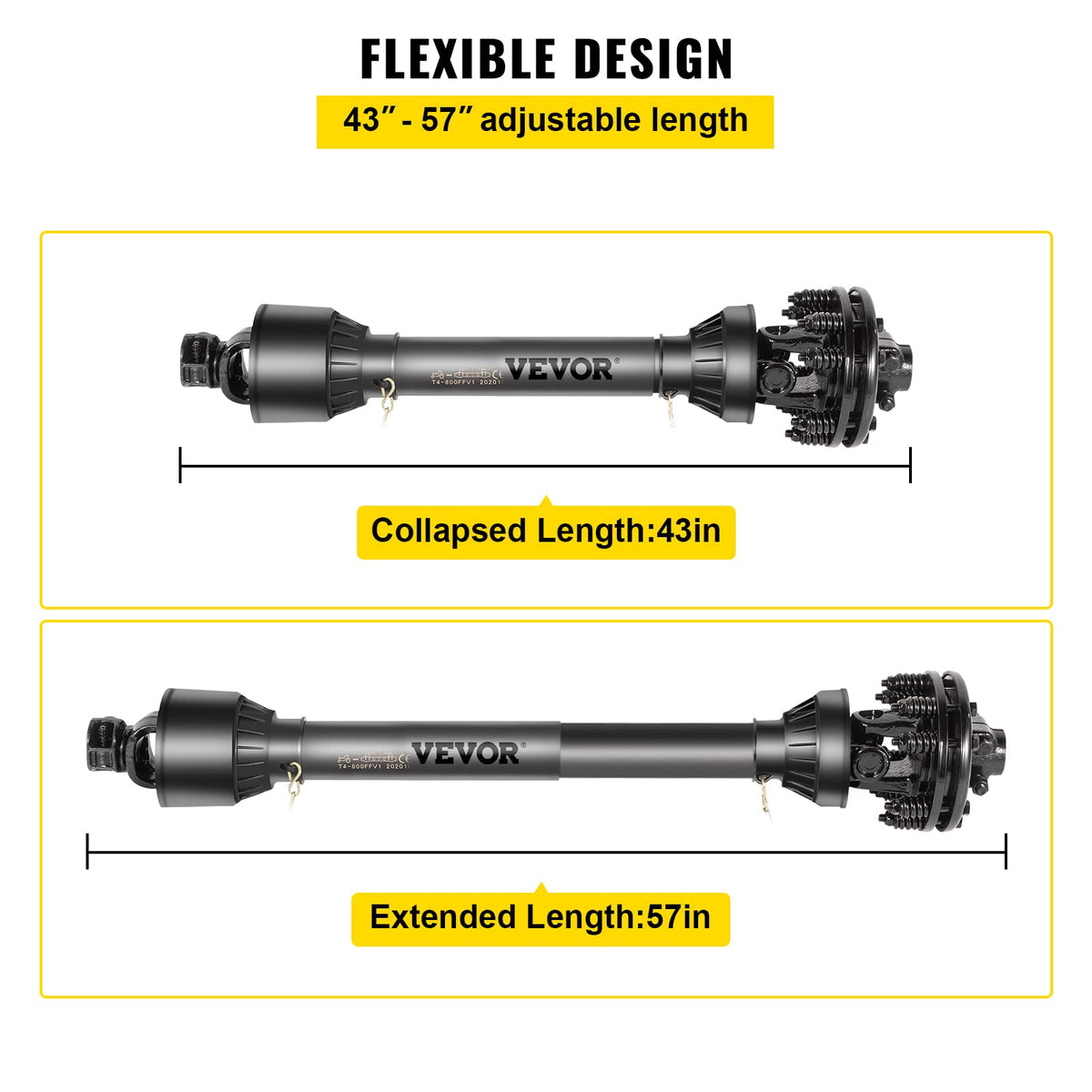 VEVOR safety chain and plastic shield on PTO shaft