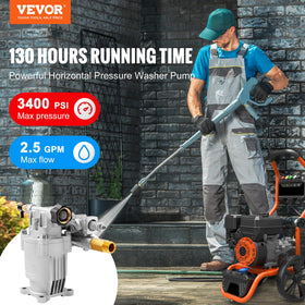 VEVOR pump head and seals shown for durable, leak-resistant performance.