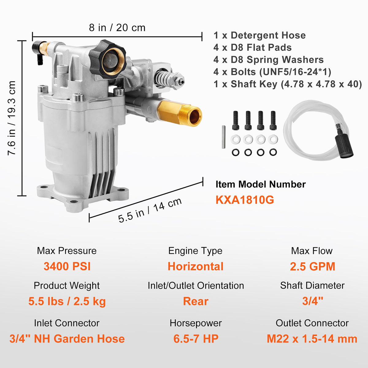 VEVOR includes detergent hose and hardware for quick setup.