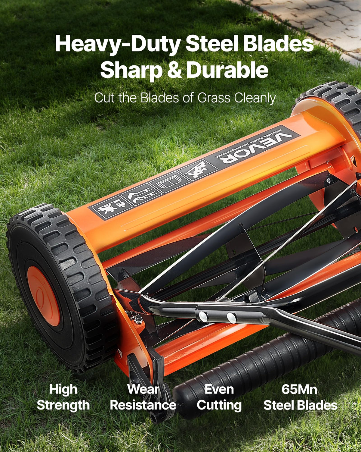 Adjustable height 0.6–1.75 inches for seasonal grass