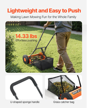 Large wheels and ergonomic handle reduce strain while pushing