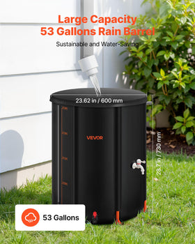 VEVOR rain barrel features three pre-installed outlets for quick access.