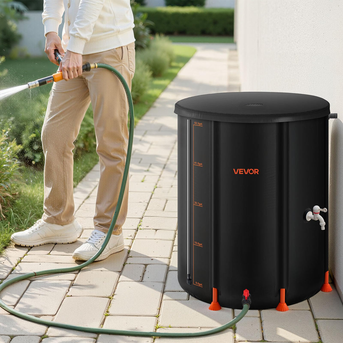 VEVOR dual taps simplify watering and refilling tasks around yard.