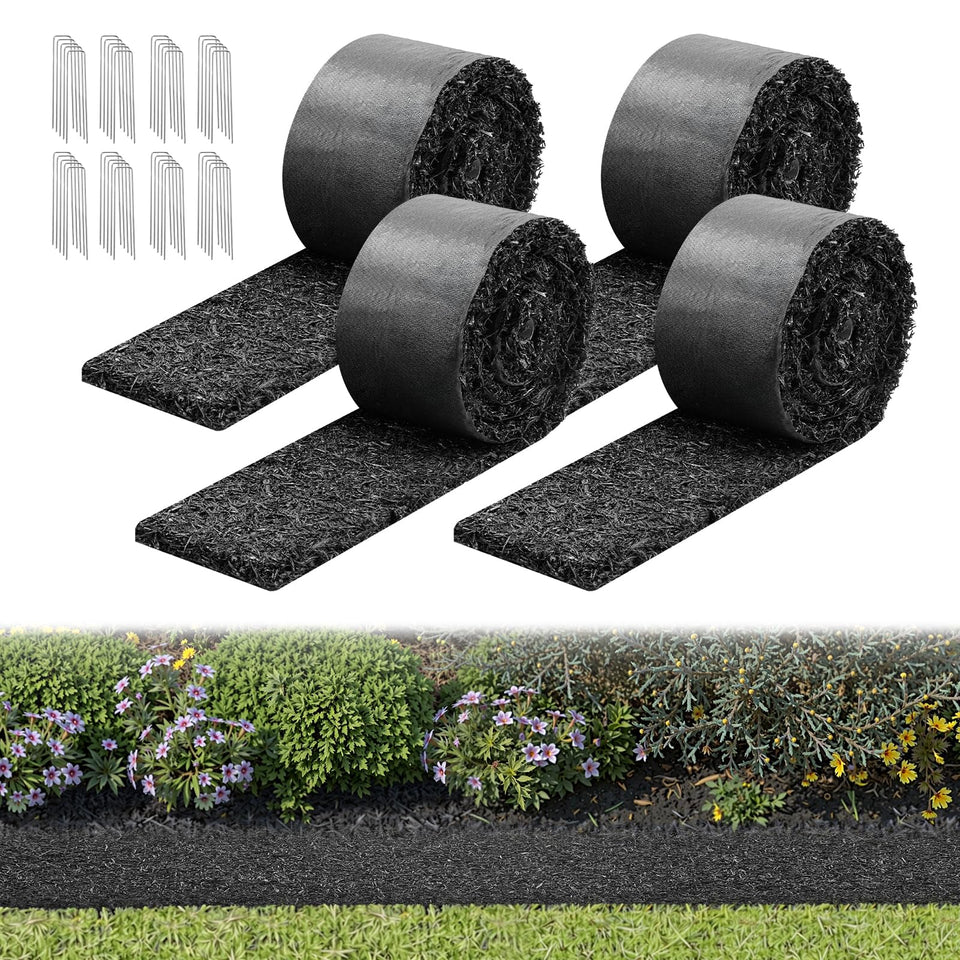 VEVOR rubber mulch mat roll demonstrates durable, long-lasting landscaping protection.