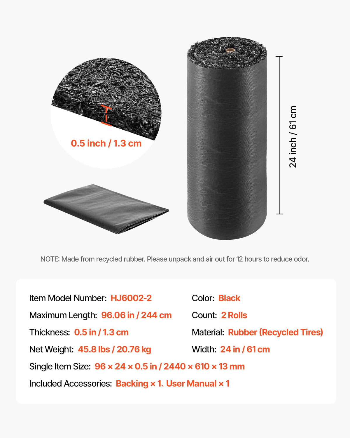 VEVOR Rubber Mulch Mat Roll easy-cut design for irregular shapes