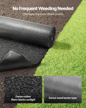 VEVOR Rubber Mulch Mat Roll close-up of interwoven fibers and backing for weed control