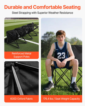 VEVOR sideline bench with back rest offers comfortable seating