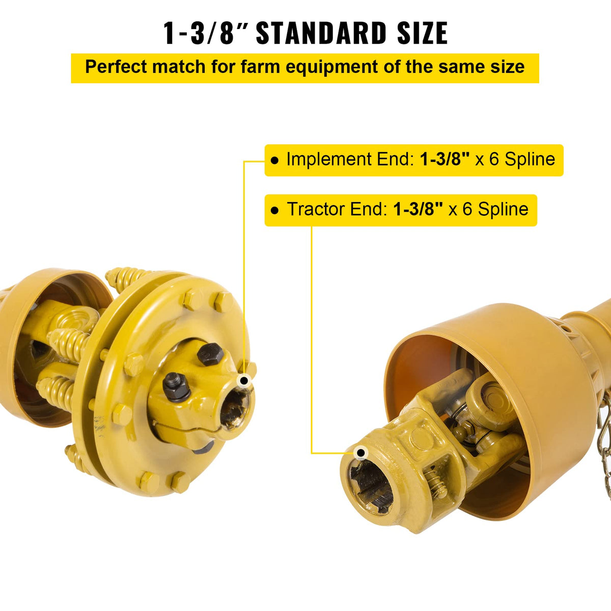 VEVOR slip clutch PTO shaft enhances safety by absorbing shocks during operation