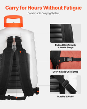 VEVOR 4-gallon tank supports longer spraying before refills.