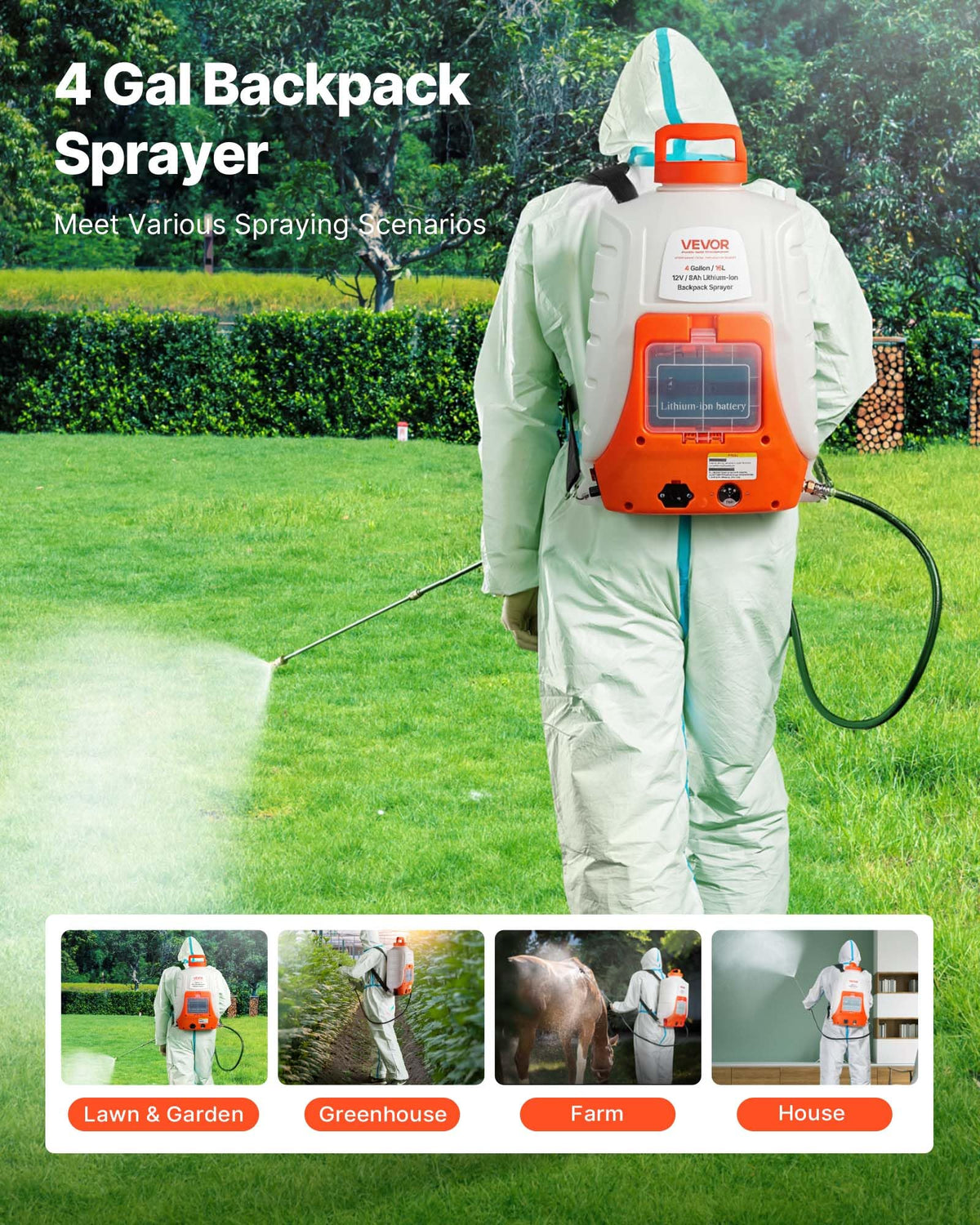 VEVOR sprayer with eight nozzles for versatile coverage options.