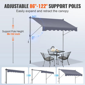 VEVOR steel-tube supports ensure durable stability on windy days.