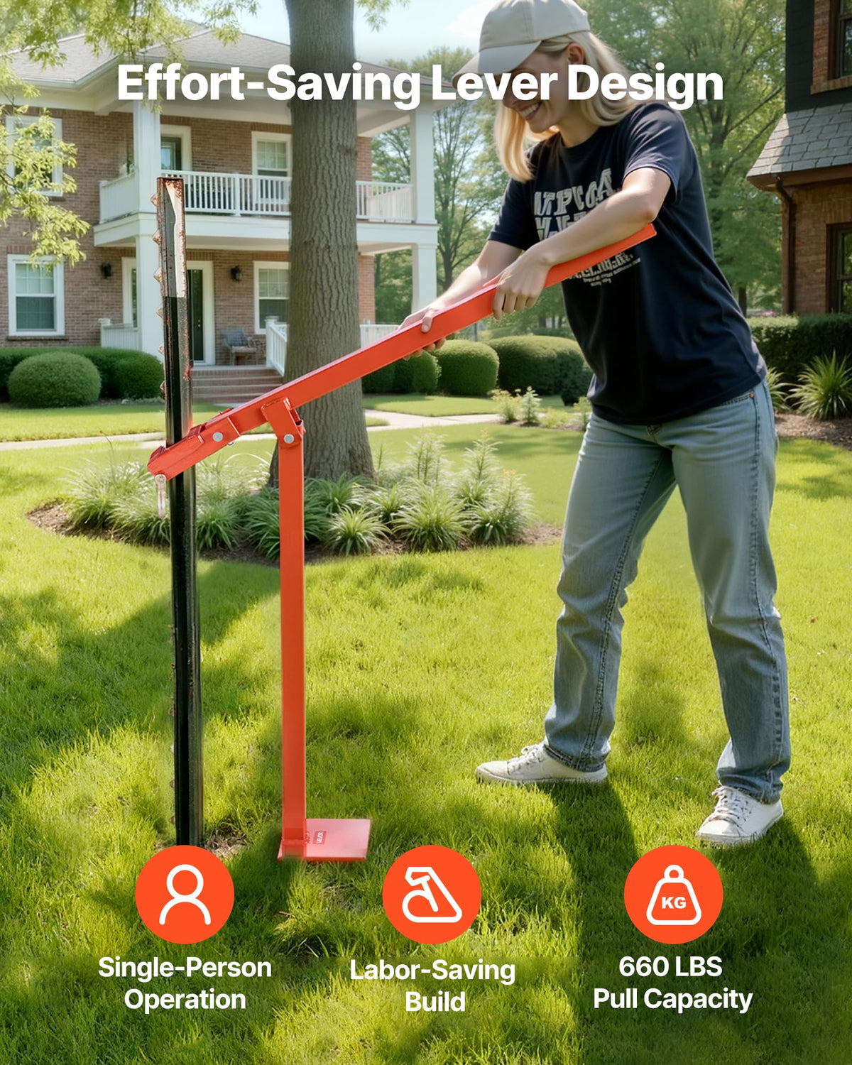 VEVOR T Post Puller stable base keeps pulling vertical and secure.