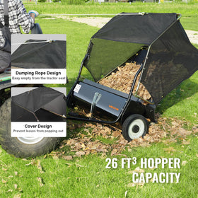 VEVOR Tow Behind Lawn Sweeper with adjustable brush height for diverse terrain.