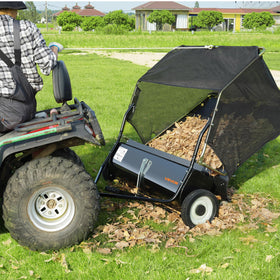 VEVOR powerful spinning brushes gather leaves and small twigs quickly.