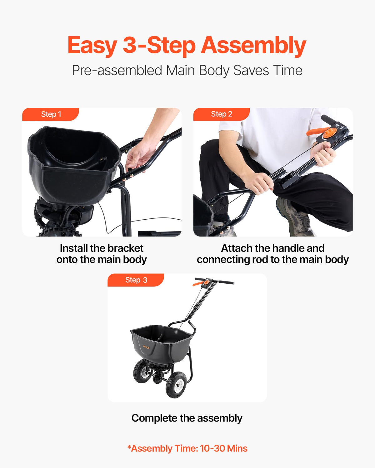 VEVOR Walk Behind Spreader 60 lb hopper reduces refills during large projects