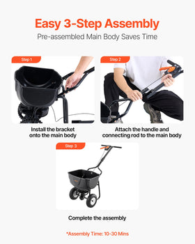 VEVOR Walk Behind Spreader 60 lb hopper reduces refills during large projects