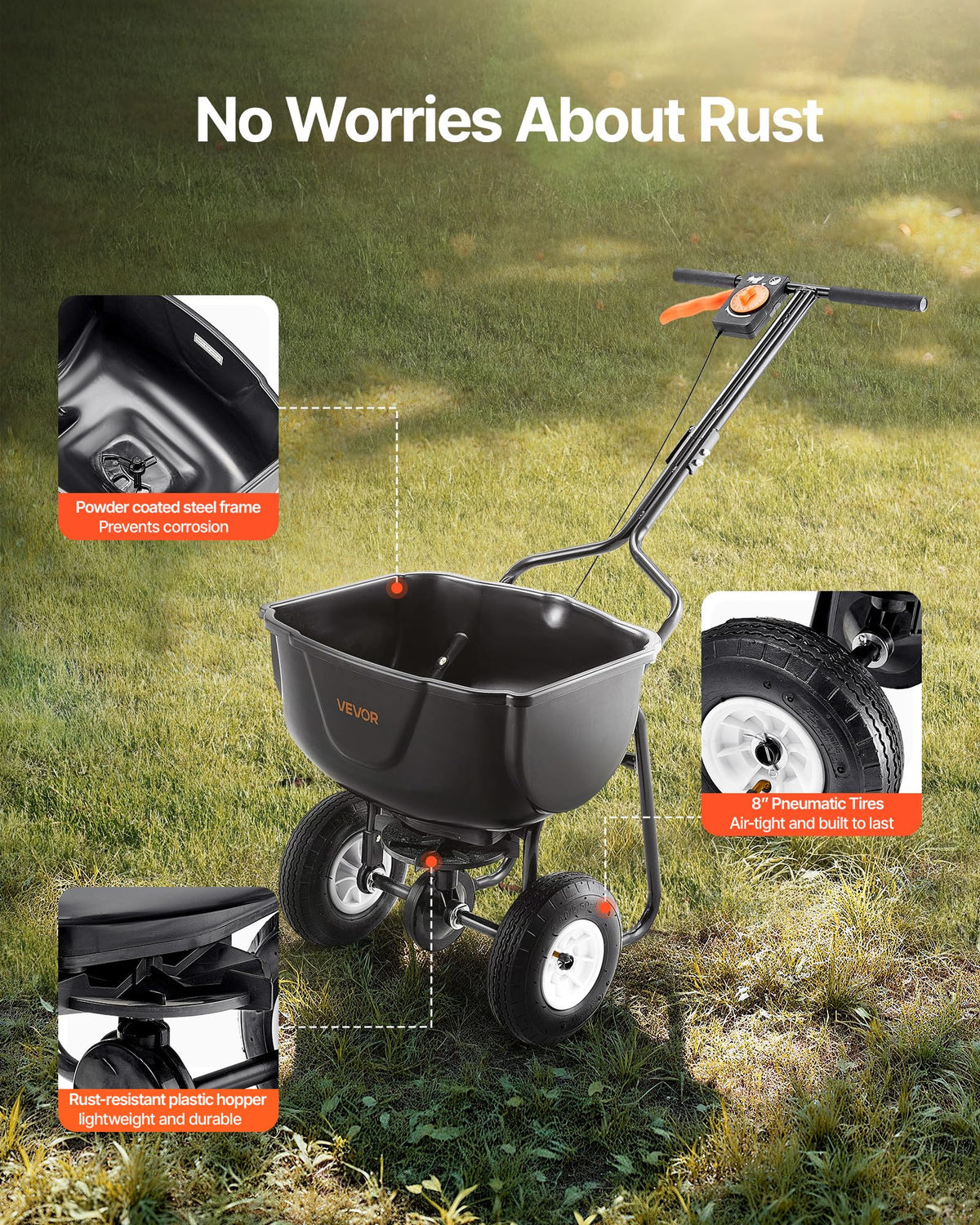 VEVOR Walk Behind Spreader adjustable settings for tailored coverage