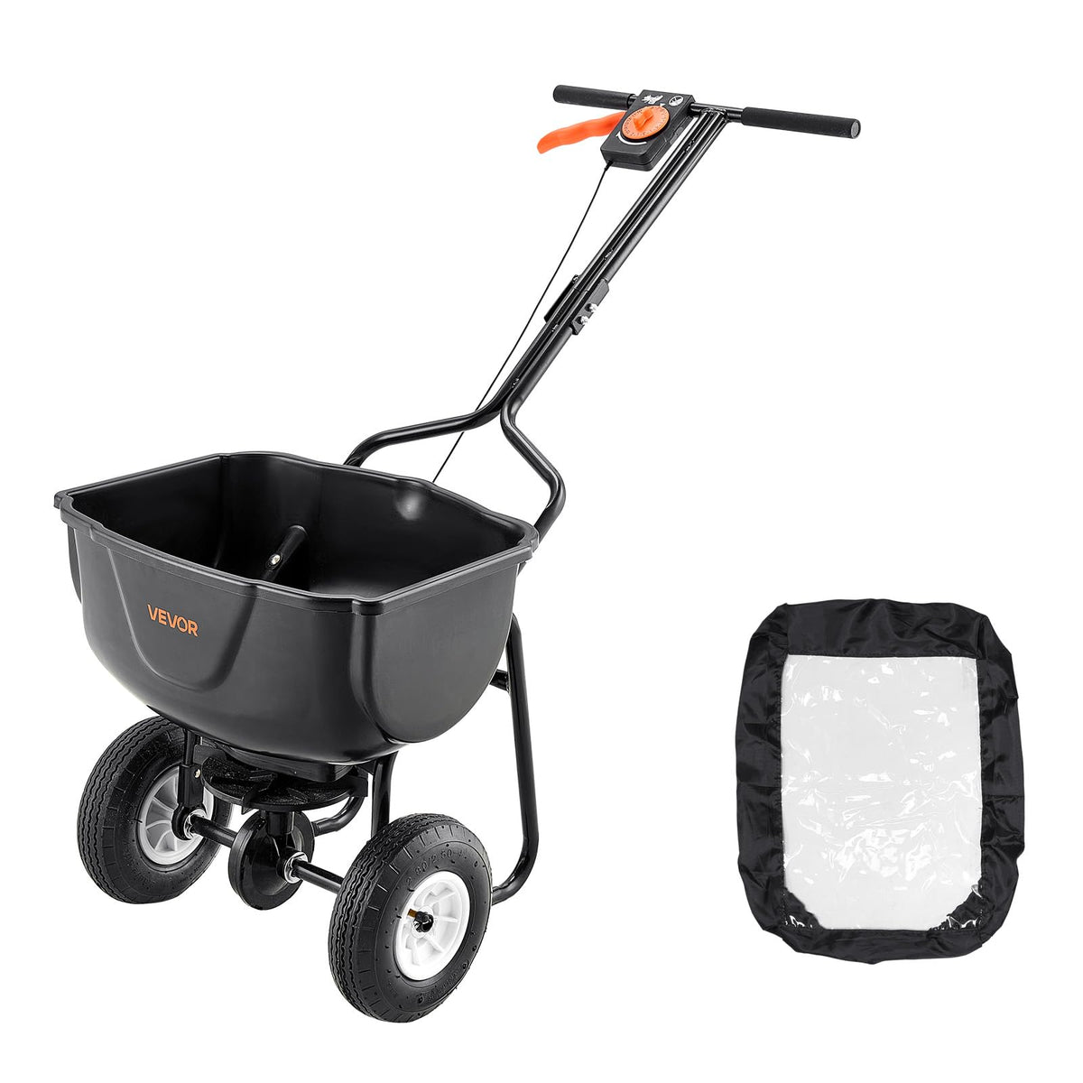 VEVOR Walk Behind Spreader compact design stores easily after use