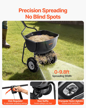VEVOR Walk Behind Spreader with disc pellet controller enables precise release