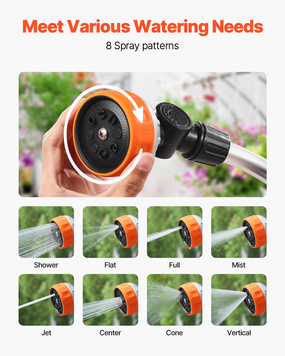 VEVOR watering wand 180-degree swivel head for precise angles