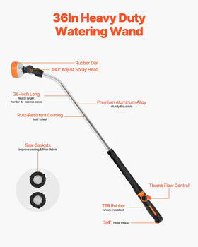 VEVOR watering wand with eight spray patterns for versatility